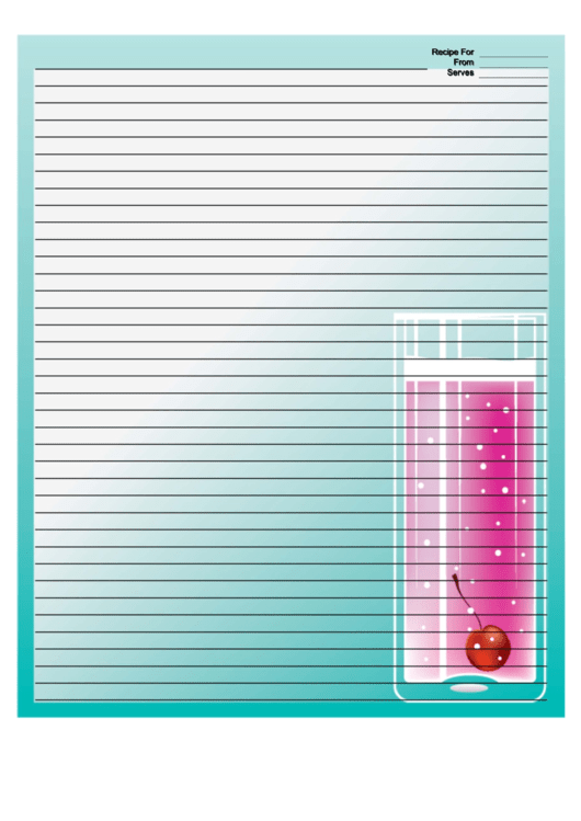 Pink Cocktail Turquoise Recipe Card 8x10 Printable pdf