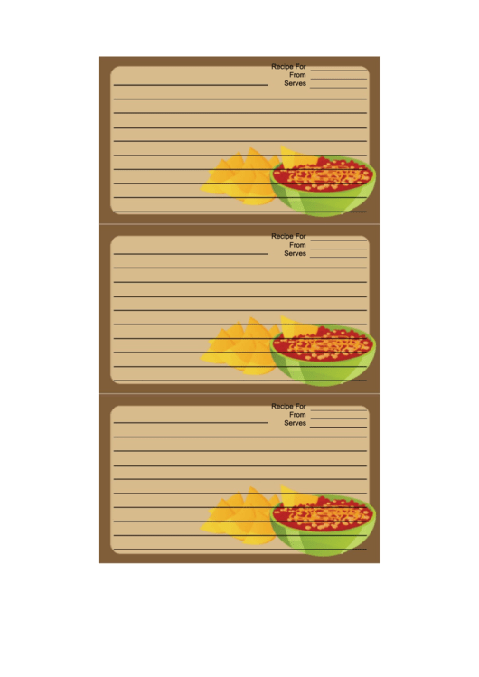 Brown Chips Salsa Recipe Card Template Printable pdf