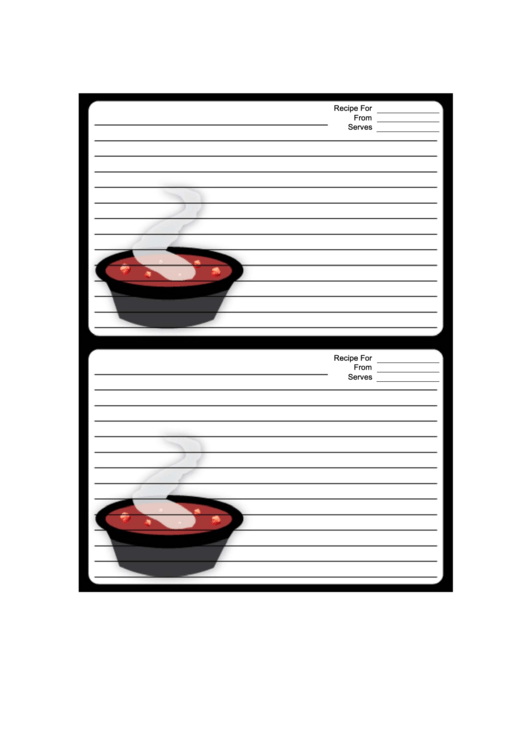 Soup Black Recipe Card Printable pdf