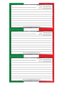 Mexican Flag White Recipe Card Template