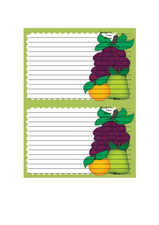 Pear Orange Grapes Green Recipe Card Printable pdf