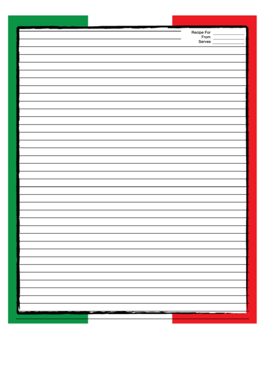 Mexican Flag White Recipe Card 8x10 Printable pdf