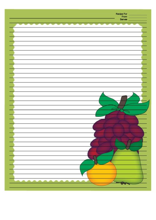 Pear Orange Grapes Green Recipe Card 8x10 Printable pdf