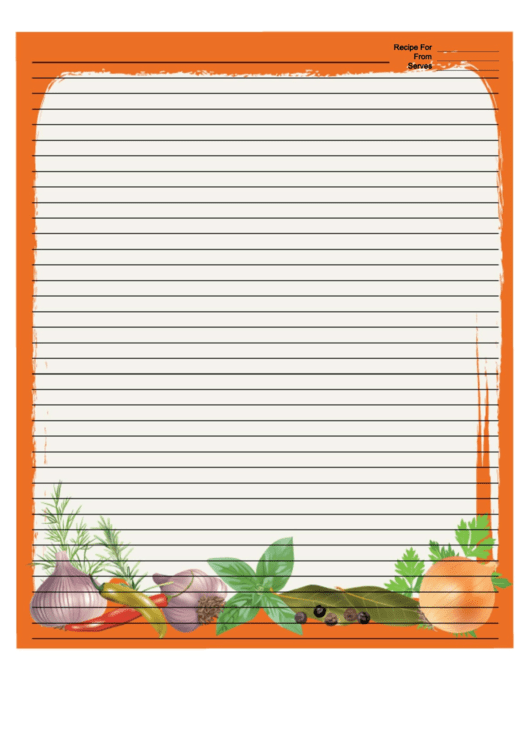 Herbs Orange Recipe Card 8x10 Printable pdf