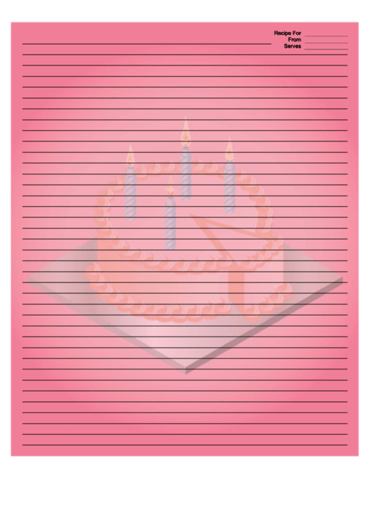 Pink Birthday Cake Recipe Card 8x10 Printable pdf