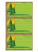 Pine Trees Brown Recipe Card Template