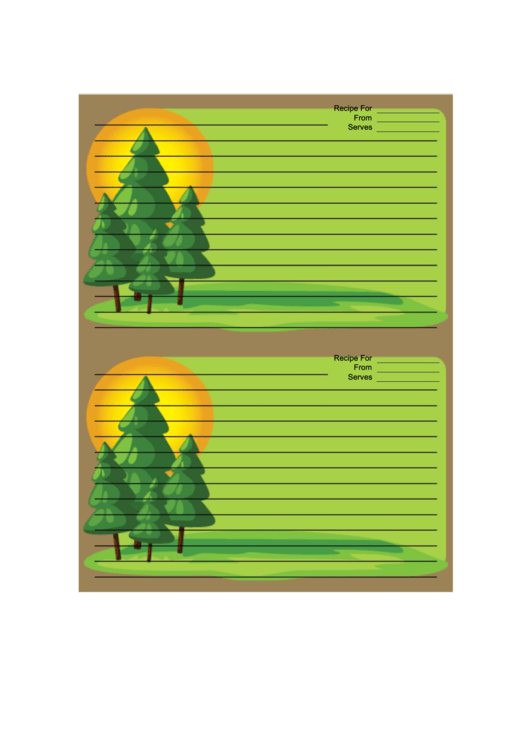 Pine Trees Brown Recipe Card Printable pdf