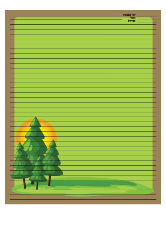 Pine Trees Brown Recipe Card 8x10 Printable pdf