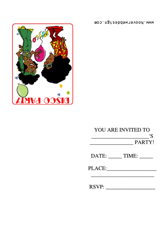 Disco Party Invitations Template Printable pdf