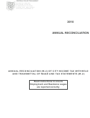 Instructions For Annual Reconciliation (w-3) Of City Income Tax Withheld And Transmittal Of Wage And Tax Statements (w-2) - 2010