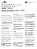 Shareholder's Instructions For Schedule K-1 (form 1120s) - 2005
