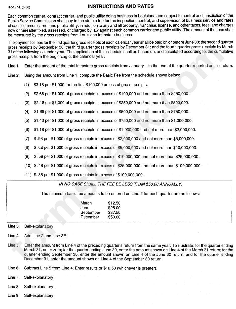 Form R-5197-L Instrucions And Rates