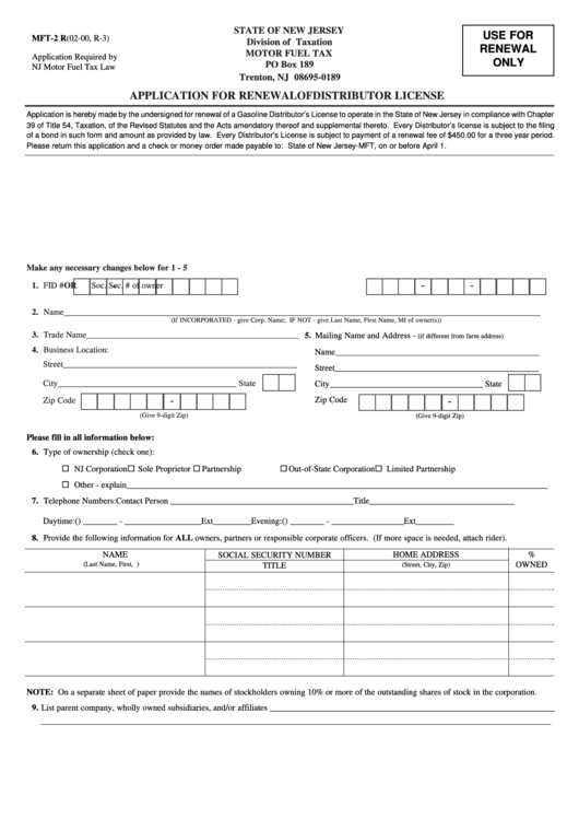 Fillable Form Mft2 R Application For Renewal Of Distributor License