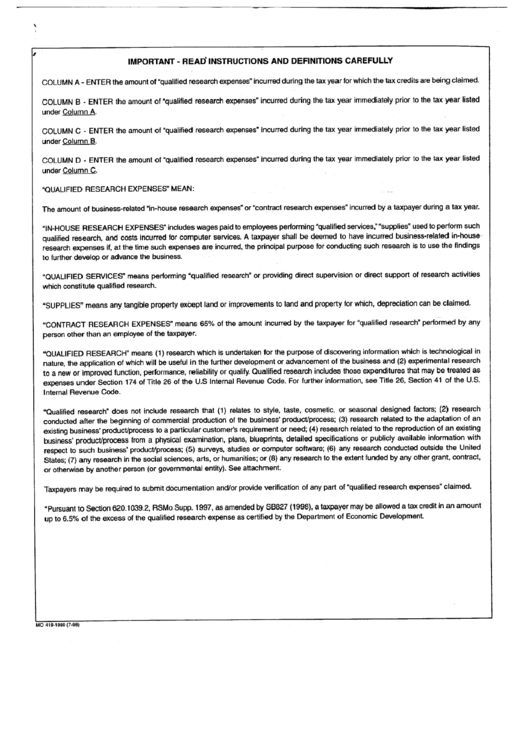 Form Mo 419-1980 - Instructions - Missouri Department Of Economic Development Printable pdf