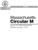 Massachusetts Circular M - Income Tax Withholding Tables Printable pdf