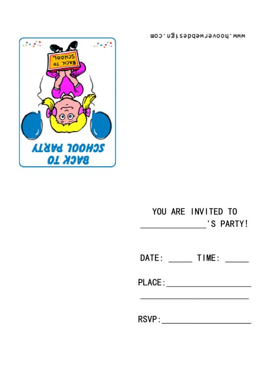 Back To School Party Invitations Template Printable pdf