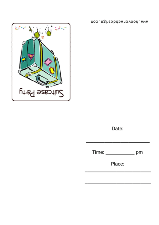 Suitcase Party Invitation Template Green Bag Printable pdf