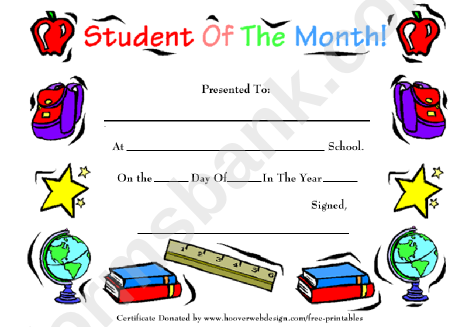 Student Of The Month School Award Template