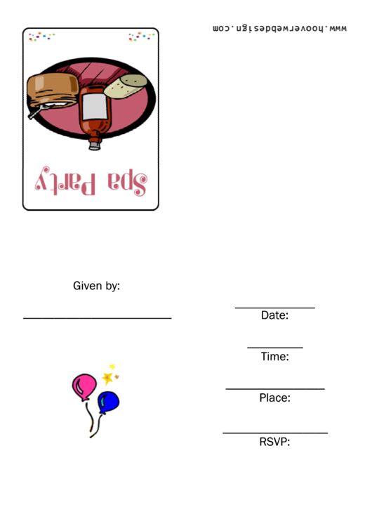 Spa Party Invitation Template Printable pdf
