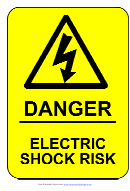 Danger Electric Shock Risk Sign Template