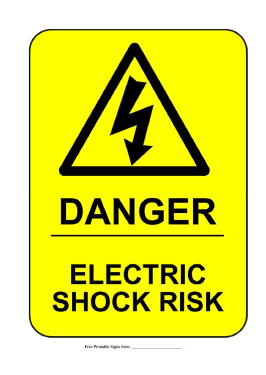Danger Electric Shock Risk Sign Template Printable pdf