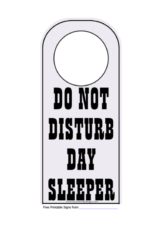 Do Not Disturb Day Sleeper Door Hanger Template Printable pdf