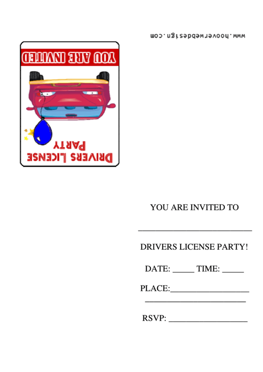 Red Car Drivers License Party Invitations Template Printable pdf