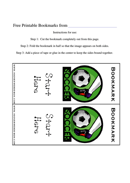Soccer Bookmark Template Printable pdf