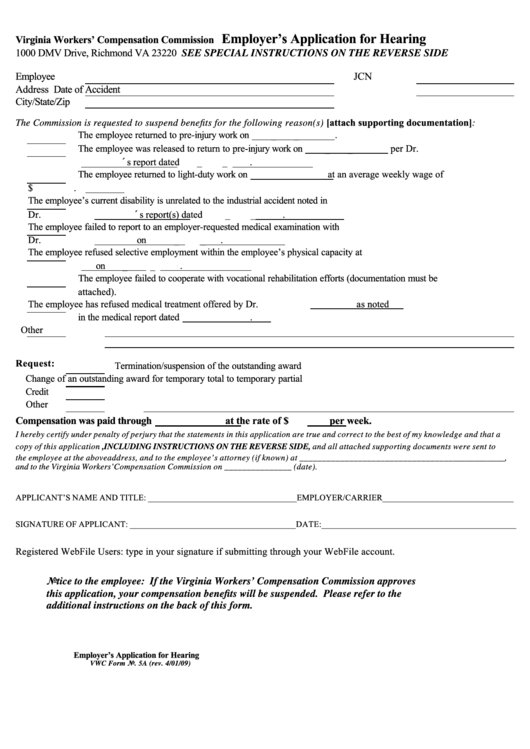 Fillable Form 5a - Employer