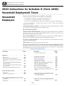 Instructions For Schedule H (form 1040) Household Employment Taxes - 2010
