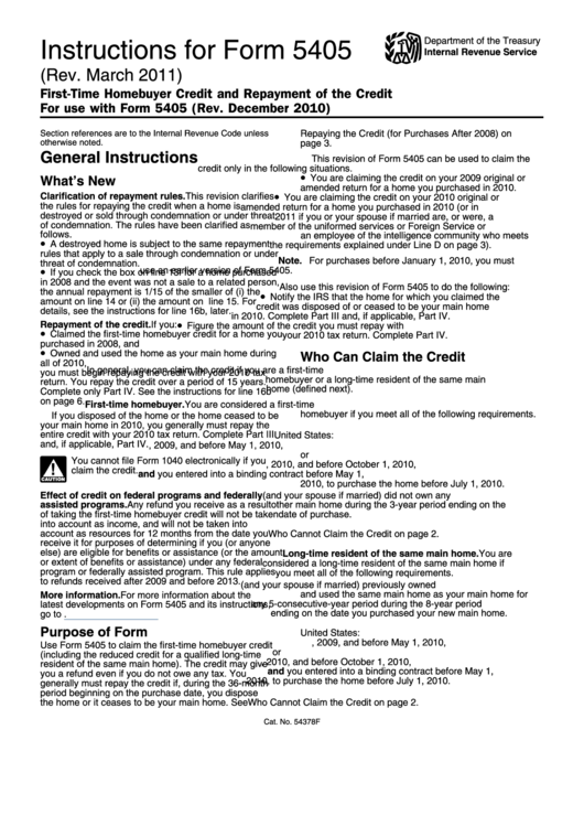 instructions-for-form-5405-rev-march-2011-printable-pdf-download