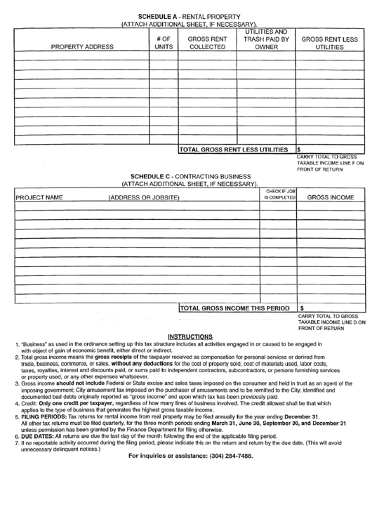 Schedule A - Rental Property - Morgantown Printable pdf