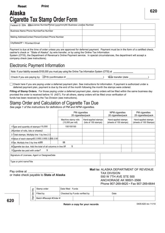 Fillable Cigarette Tax Stamp Order Form Printable pdf