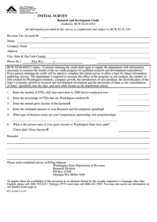 Form Rev 26 0005 - Initial Survey Printable pdf