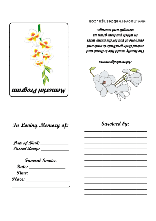 Memorial Program Template Printable pdf
