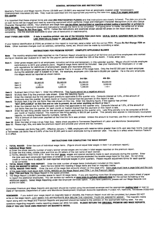 Instructions For Quarterly Premium And Wage Report Form - 2009 Printable pdf