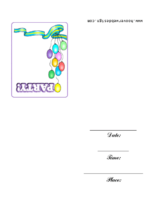 Balloon Party Invitation Template Printable pdf