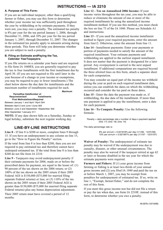 Instructions - Ia 2210 Printable pdf