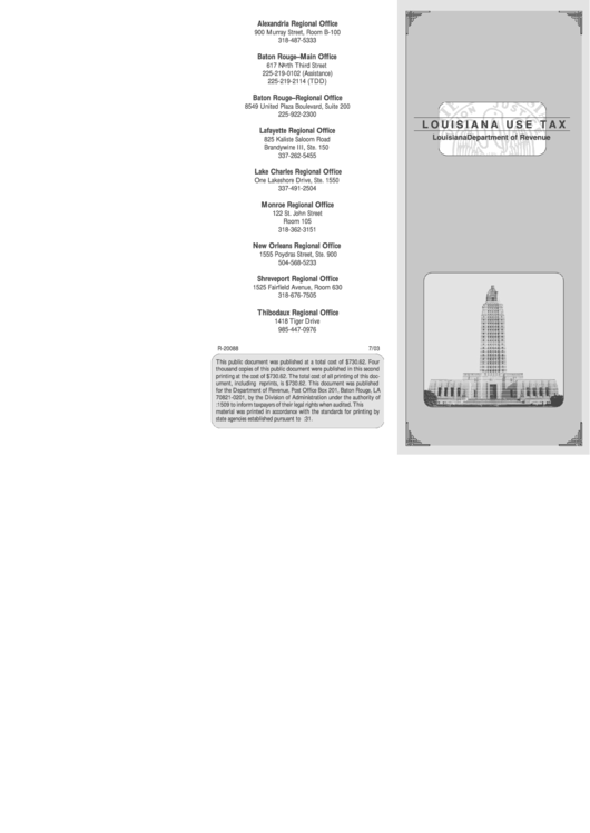 Form R- 1035 - Consumer Use Tax Printable pdf
