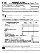 Form Hp-1040-X - Amended Return-City Of Highland Park-Income Tax Printable pdf