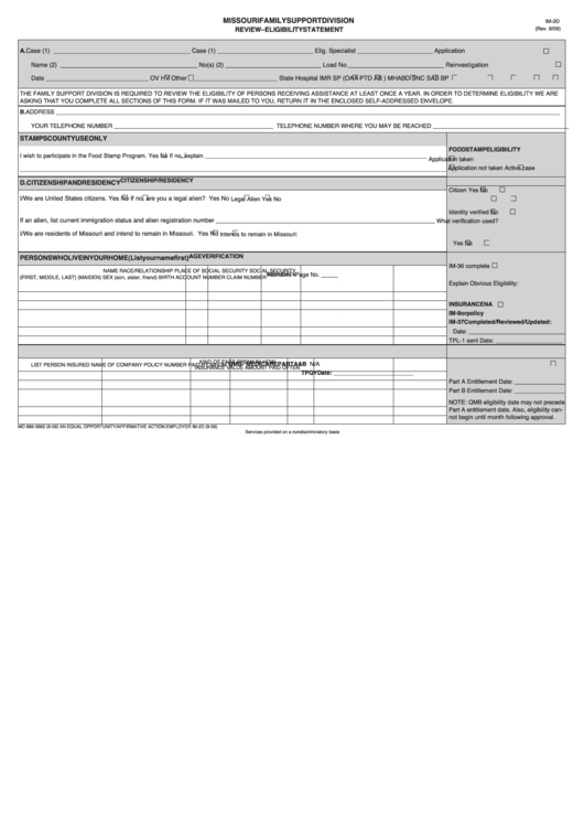 Form Im-2d - Review-Eligibility Statement printable pdf download