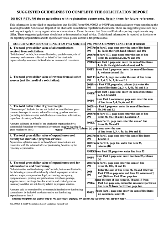 Suggested Guidelines To Complete The Solicitation Report - Olympia - Washington Printable pdf