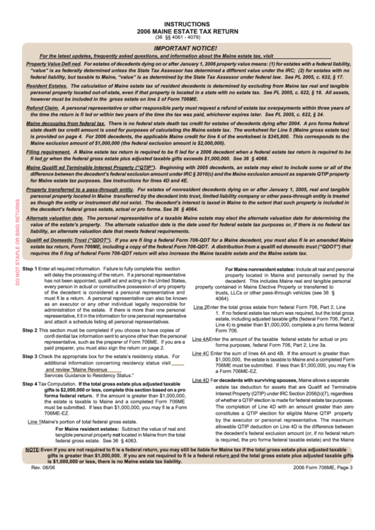 Form 706me - Worksheet For Determining Estate Filing Requirement For Deaths Occurring In 2006 Printable pdf