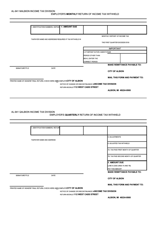 Form Al-941 M - Employer