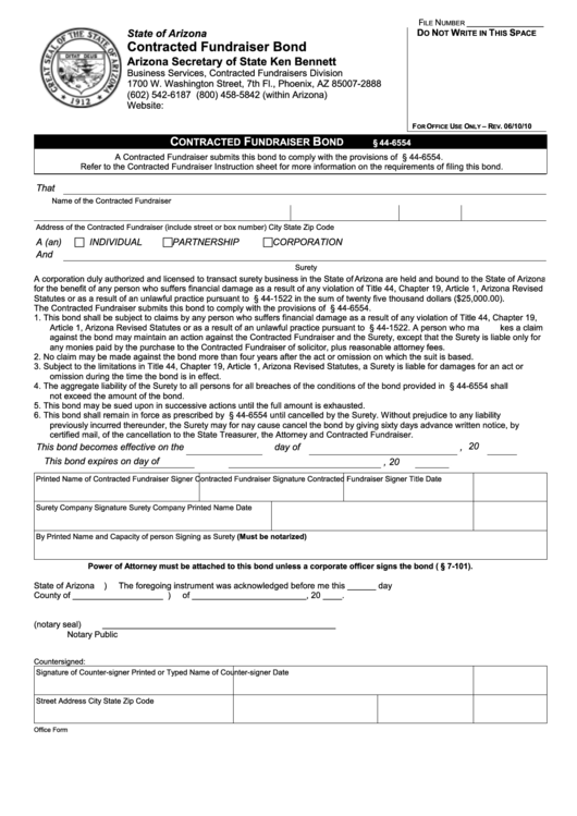 Form Sosbscfb - Contracted Fundraiser Bond
