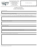 Fillable Profit Corporation Articles Of Incorporation - Wyoming Secretary Of State Printable pdf