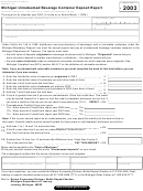 Form 2666 - Michigan Unredeemed Beverage Container Deposit Report - 2003 Printable pdf