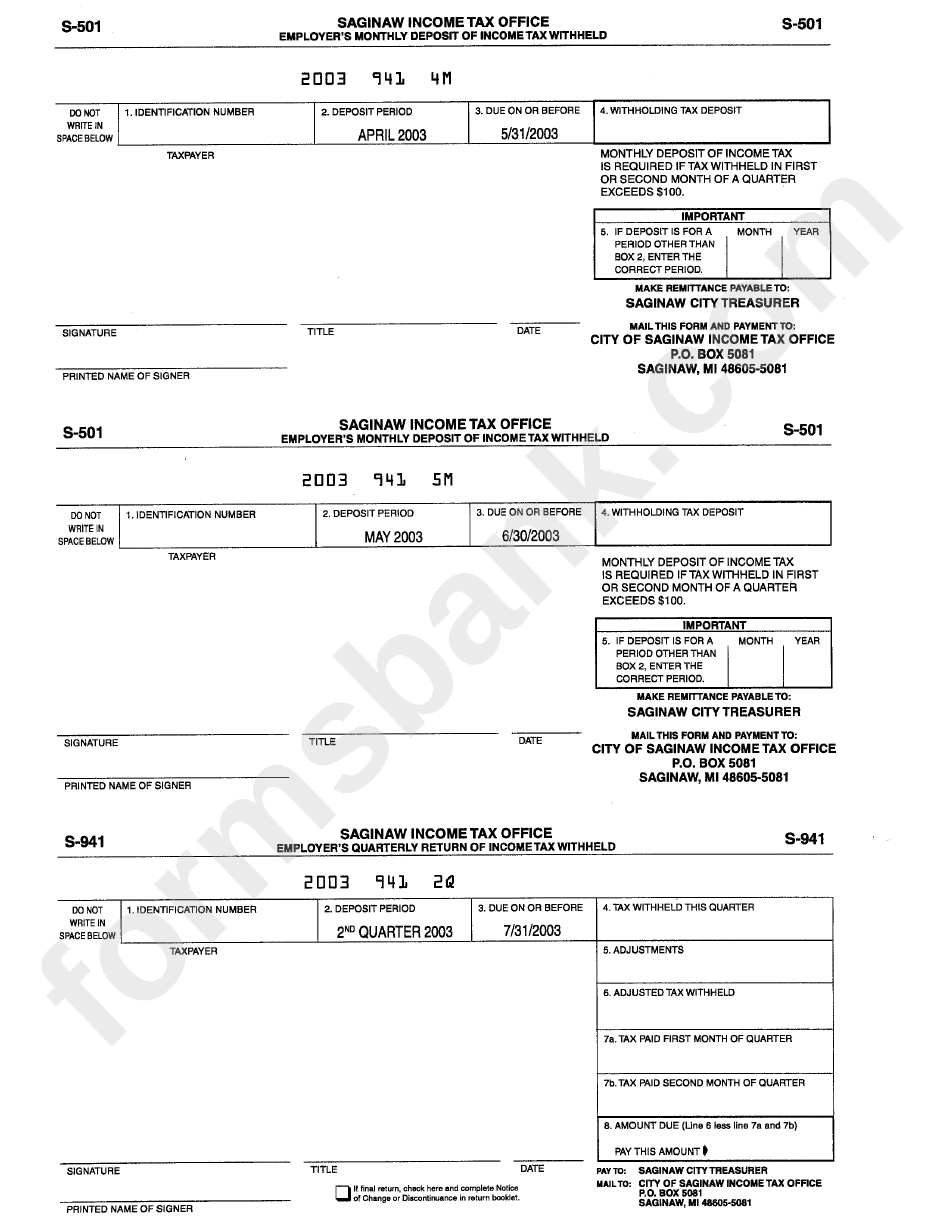 Form S-501 - Employer