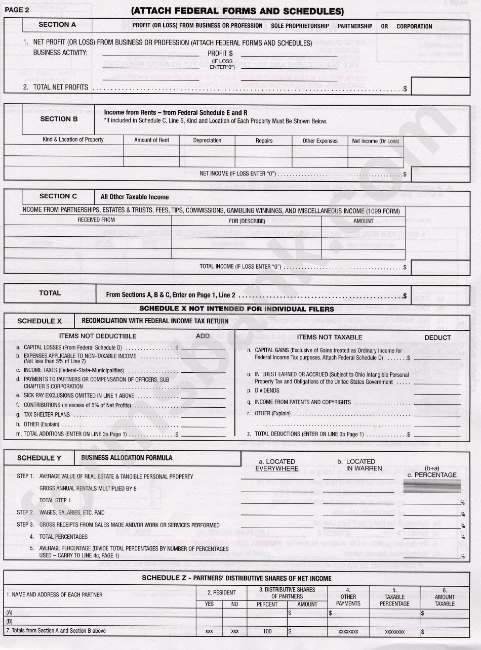 Warren City Income Tax Return Form 2003 - Ohio