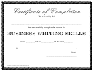 Business Writing Skills Course Certificate Of Completion Template